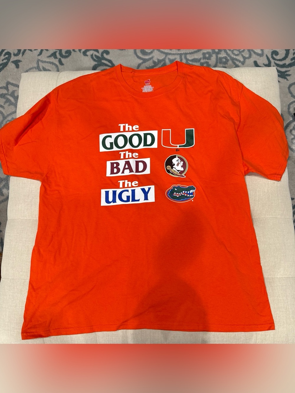 Hanes Orange 'The Good The Bad The Ugly' College Logo Tee
